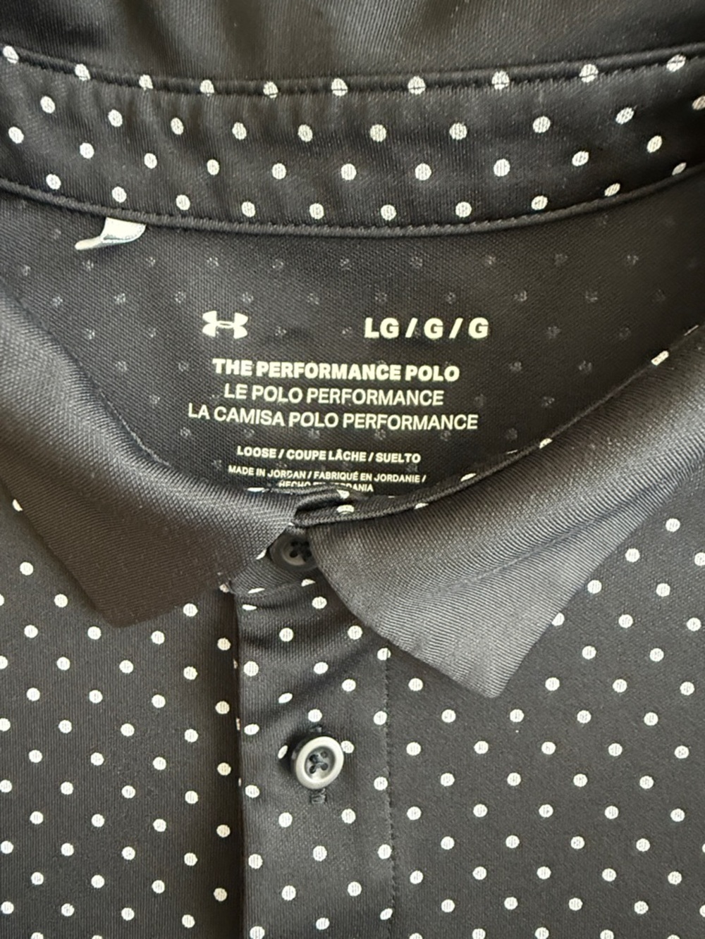 Under Armour Black Polo with White Polka Dots - Picture 2 of 5